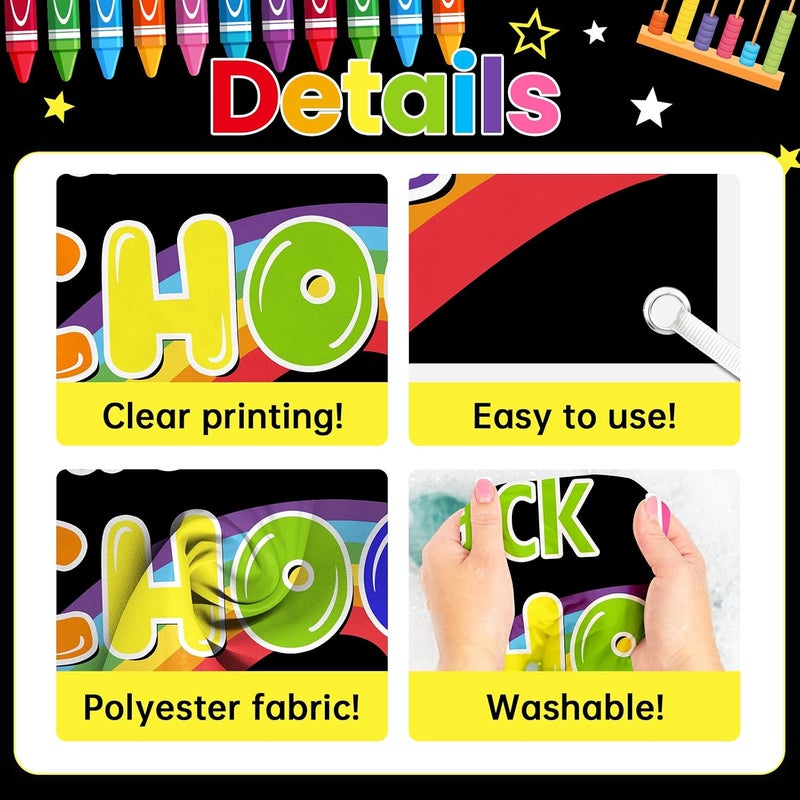 ARS Back to School Banner Backdrop, First Day of School Welcome Photography Background, Reusable School Party Decorations Banner for Teachers, Students, Classroom, Kindergarten & School Events - Image 2