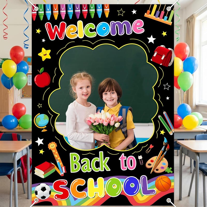 ARS Back to School Banner Backdrop, First Day of School Welcome Photography Background, Reusable School Party Decorations Banner for Teachers, Students, Classroom, Kindergarten & School Events - Image 4