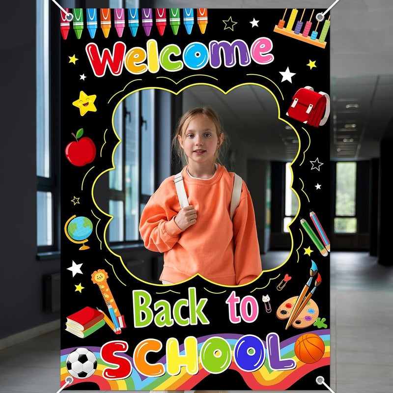 ARS Back to School Banner Backdrop, First Day of School Welcome Photography Background, Reusable School Party Decorations Banner for Teachers, Students, Classroom, Kindergarten & School Events - Image 3