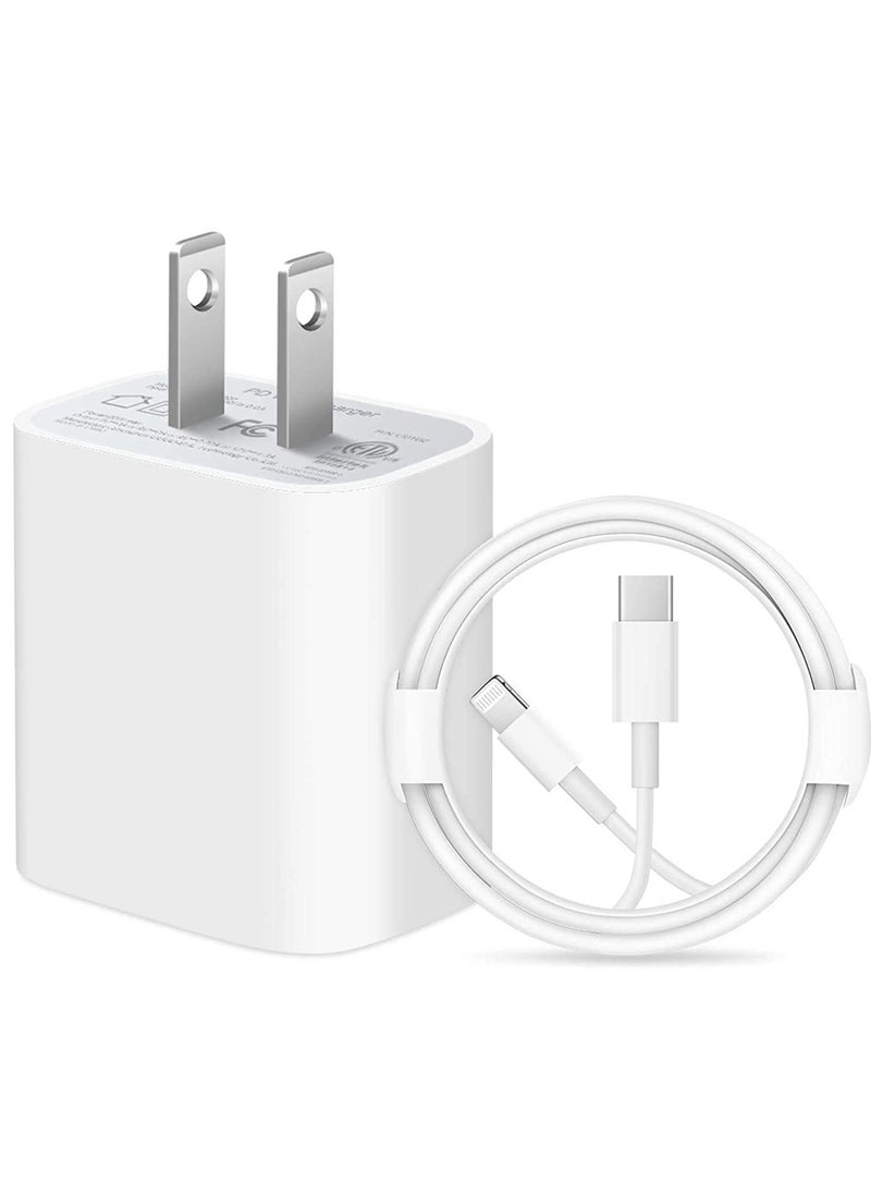 ELTRAZONE - iPhone 14 Fast Charger [Apple MFi Certified ] Apple Fast Charging Block 20W PD USB-C Wall Charger 6FT USB C to Lightning Cables Compatible with iPhone 14/13/ Plus/12/Pro/11/Pro Max,iPad (White) - Image 1