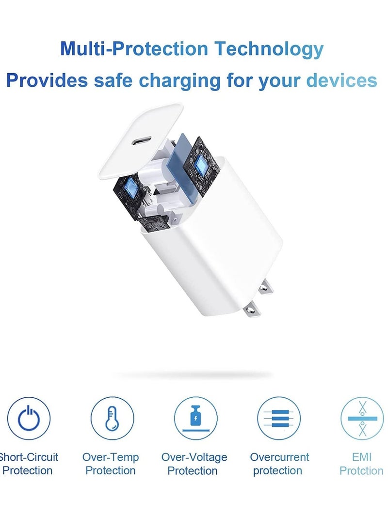 ELTRAZONE - iPhone 14 Fast Charger [Apple MFi Certified ] Apple Fast Charging Block 20W PD USB-C Wall Charger 6FT USB C to Lightning Cables Compatible with iPhone 14/13/ Plus/12/Pro/11/Pro Max,iPad (White) - Image 1