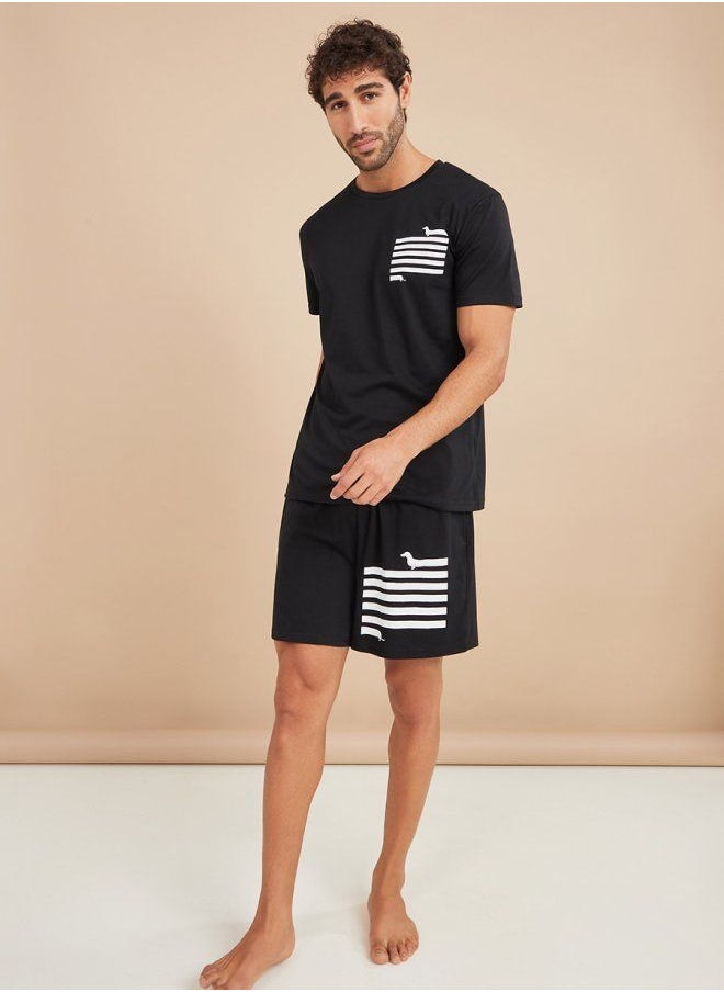 Styli Limosine Placement Print T-shirt and Short Sleep Set  - Image 2