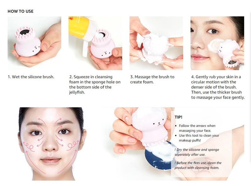 Giffy® Soft Silicone Face Wash Cleanser Brush Massage Exfoliate Facial Cleansing Octopus Washing Brush - Image 3