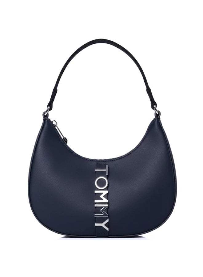 Hilfiger Denim Tommy Hilfiger Navy Women Shoulder Bag AW0AW16510 Leather – Elegant Everyday Handbag - Image 1