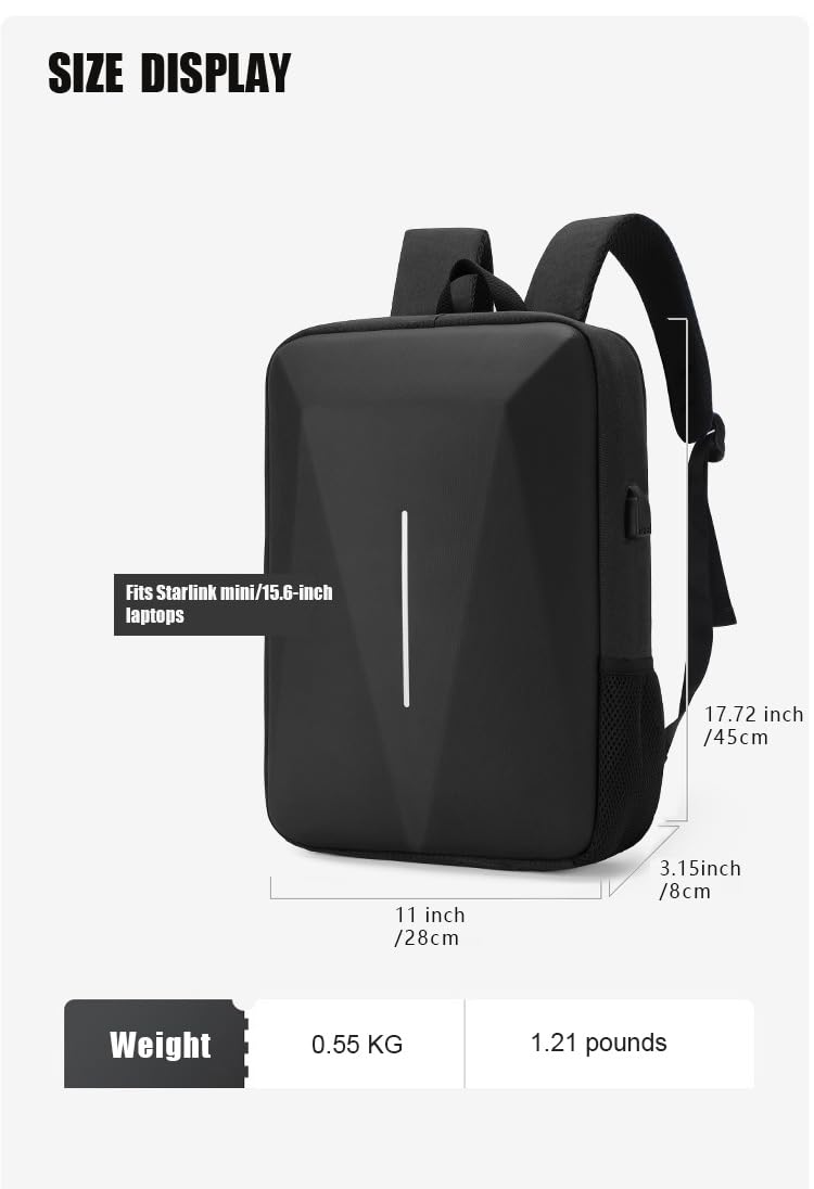 HFLZBRO Bag for Starlink Mini - Storage Bag Case for Starlink Dish and All Accessories - Anti-theft Water-resistant Backpack (Black) - Image 1