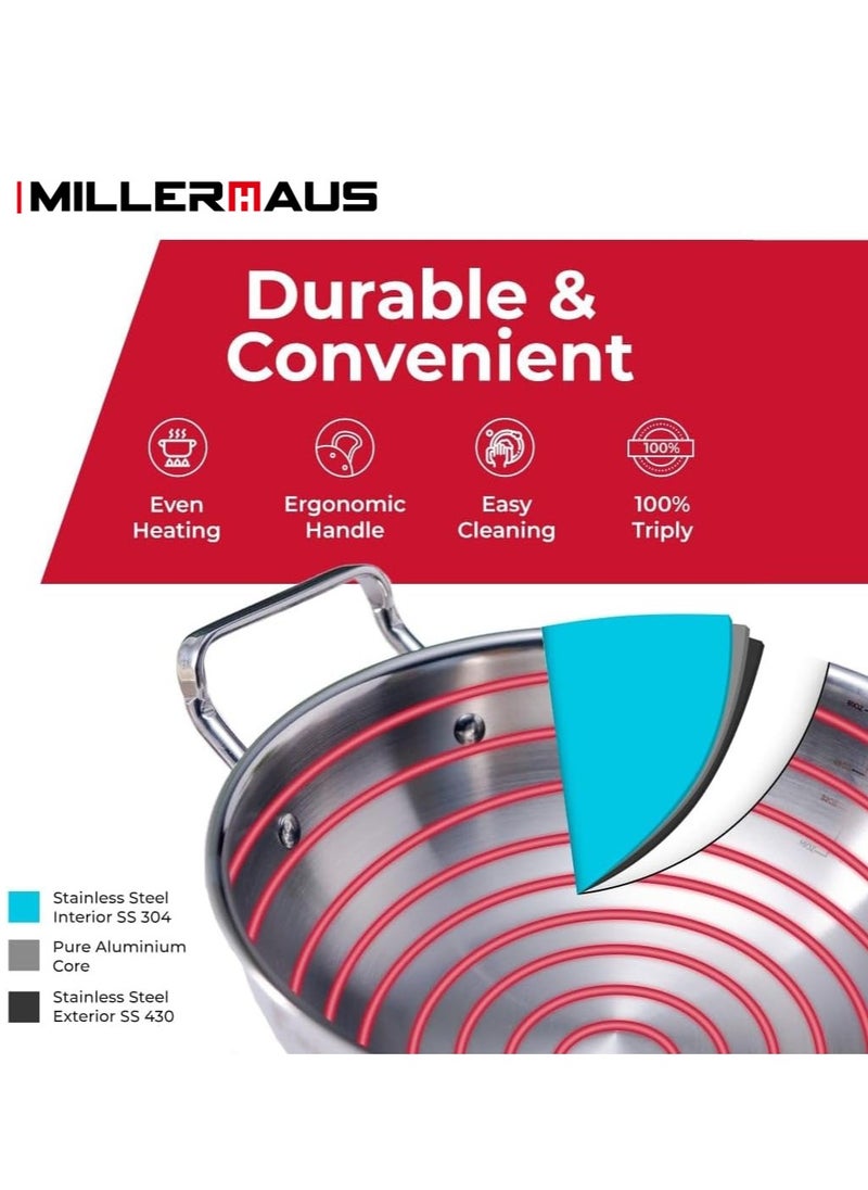 MILLERHAUS TRIPLY KADAI WITH LID 24 CM  - Image 4