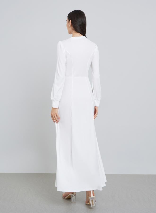 ستايلي فستان طويل بحافة واسعة وأكمام بالون - Image 5