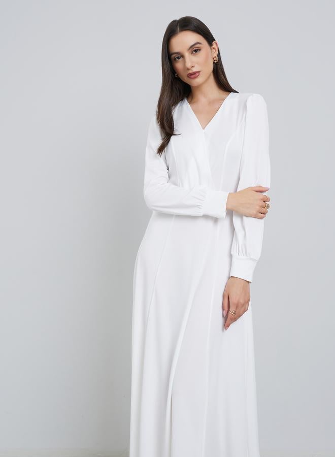 ستايلي فستان طويل بحافة واسعة وأكمام بالون - Image 3