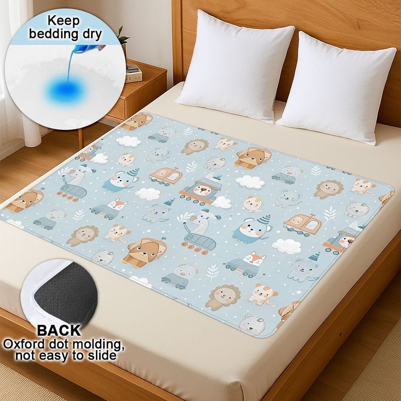 1pc Cartoon Small Animals Urine Pad Size 31.5 Inch by 47.24 Inch Soft Breathable Polyester Washable Reusable Underpad Portable Easy Clean Diaper Mat for Adults Multi Function Changing Mat Lightweight Quick Dry - Image 1