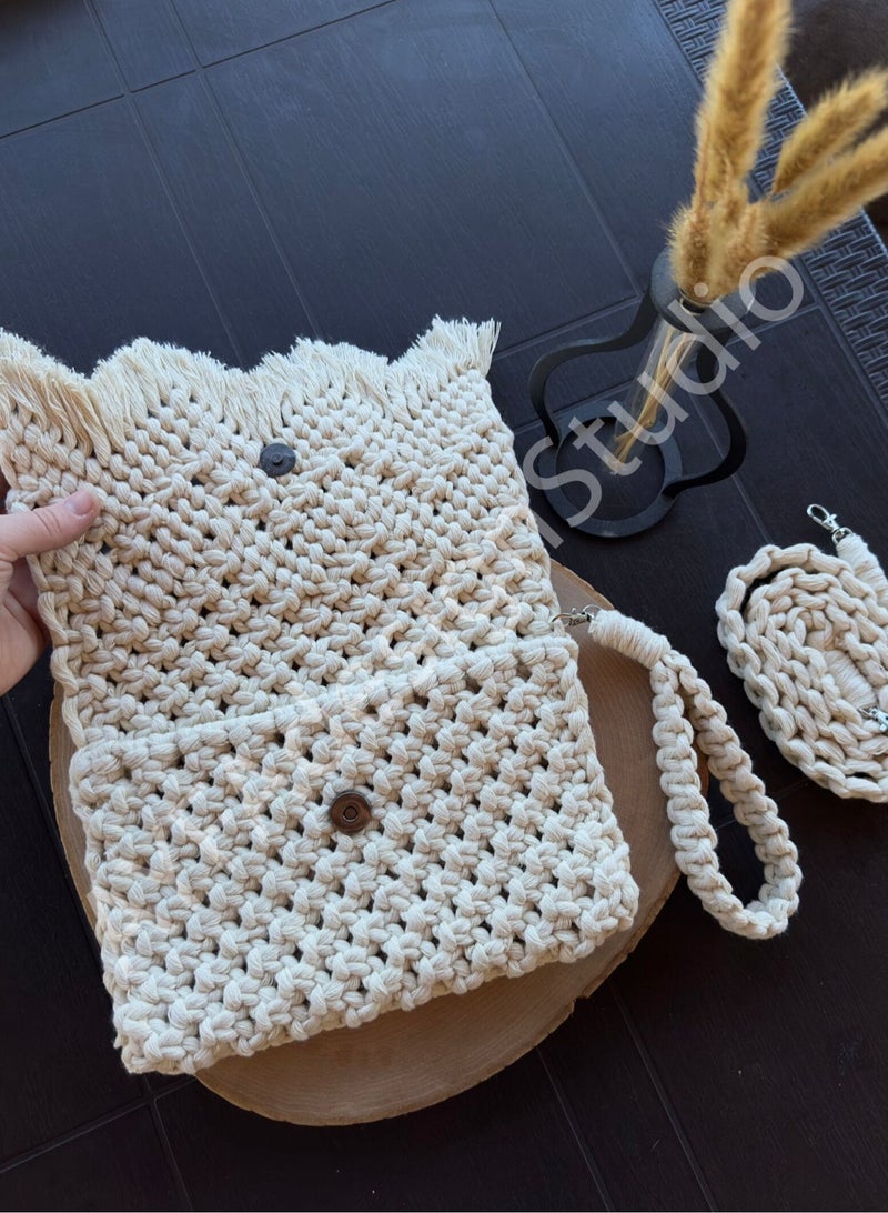 انتيكيانو حقيبة كلتش مكرمية - Image 3