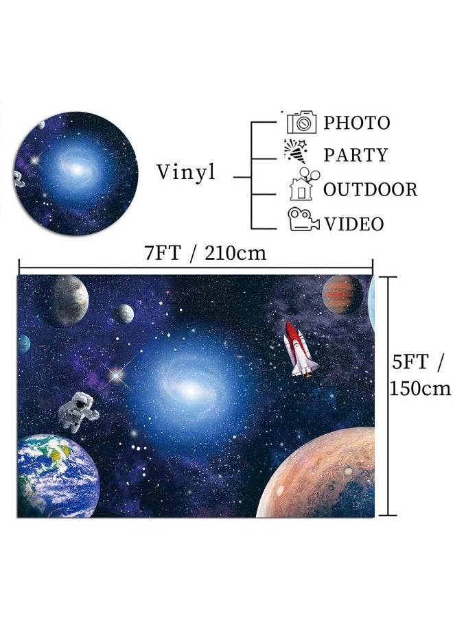 CGXINS - Outer Space Backdrop for Baby Kids Astronaut Themed Birthday Party Decoration 7x5ft Universe Galaxy Stars Newborn Baby Shower Photo Background Photography - Image 1