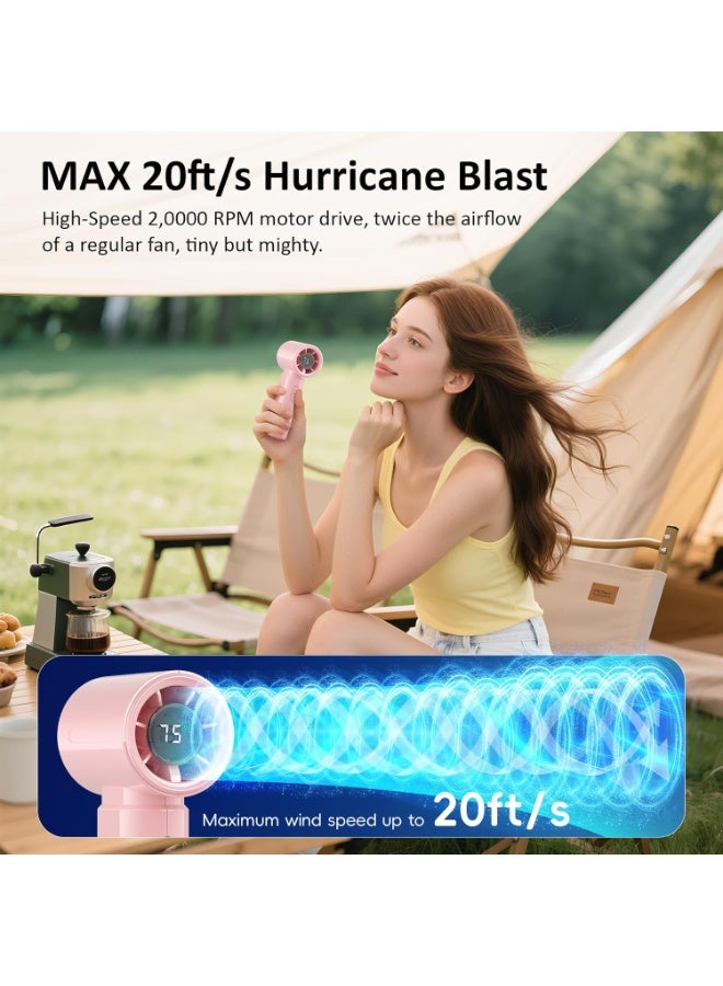 HandFan Powerful Handheld Mini Portable Fan, 100 Adjustable Speeds, 4000mAh, Gloss Pink - Image 5