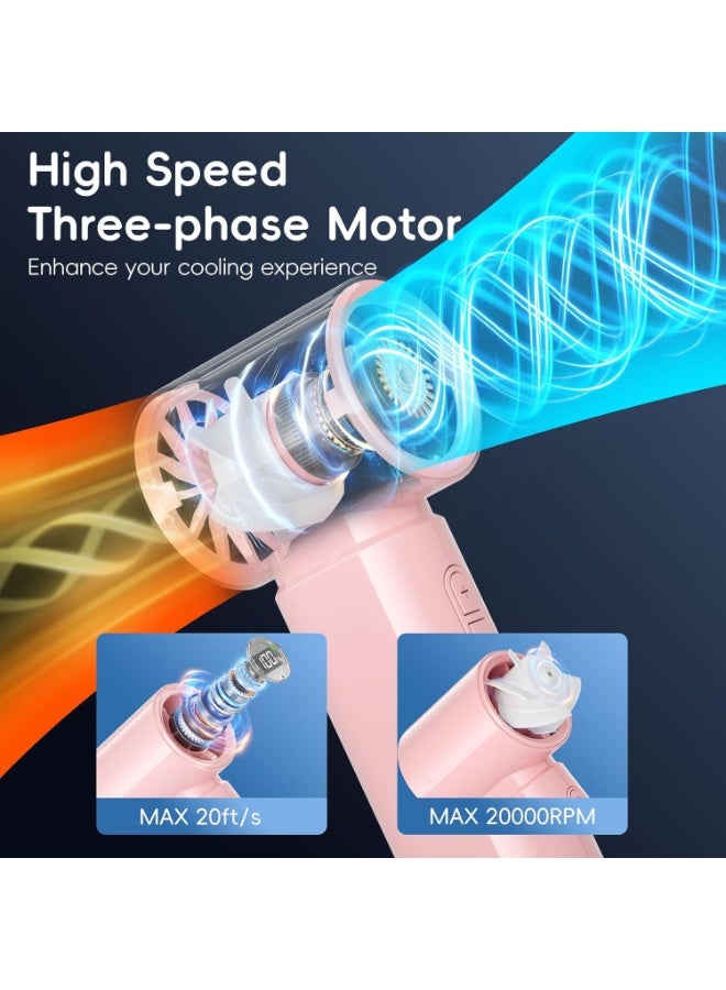 HandFan Powerful Handheld Mini Portable Fan, 100 Adjustable Speeds, 4000mAh, Gloss Pink - Image 2