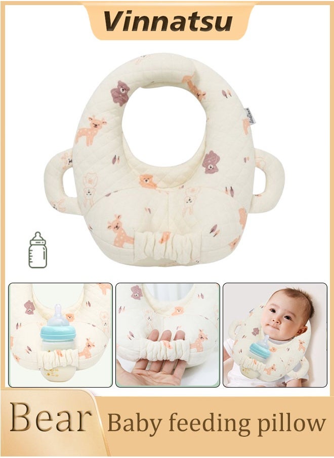Vinnatsu Vinnatsu Baby Bottle Holder Hands Free, Adjustable Nursing Pillow Support, Baby Nursing Pillow, Self-Feeding Bottle Holder for Newborn, Newborn Essentials,Breast Feeding Pillow with Adjustable Waist Strap and Machine Washable, Newborn pillow,Bear  - Image 1