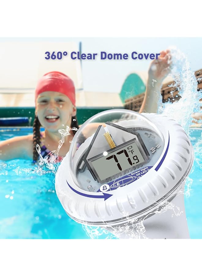 إكسفور مقياس حرارة حمام السباحة، مقياس حرارة رقمي لاسلكي عائم مع جهاز استقبال درجة الحرارة عن بعد لحمامات السباحة الداخلية والخارجية - Image 4