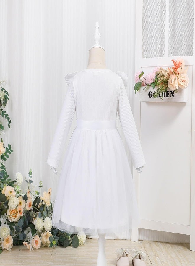 بمعنى سحر بمعنى حديقة فستان تول للأطفال من عمر 12 شهرًا إلى 7 سنوات، فستان توتو بأكمام طويلة للبنات، فساتين مضلعة للأطفال، ملابس أعياد ميلاد للبنات (أبيض، 3-4 سنوات) - Image 3