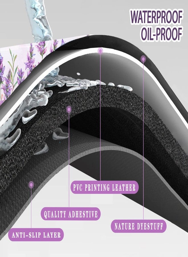 Bulijojo Purple Flowers Anti Fatigue Kitchen Floor Mats Set of 2 Waterproof Kitchen Sink Runner Rug Standing Mat Cushioned Kitchen Rugs Comfort Doormat 17"x47"+17"x28" - Image 2