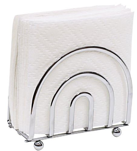 Home Basics Home Basics Paper Napkin Holder/ Freestanding Tissue Dispenser For Kitchen Countertops, Dining Table, Picnic Table, Indoor & Outdoor Use, Durable Storage and Organization Option (Chrome)  - Image 2