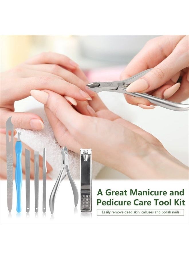 Happy Will - Professional Manicure and Pedicure Care Kit, 20 in 1 Stainless Steel Pedicure Foot Supplies Set, Foot Files Callus Dead Skin Remover, Pedicure Foot Spa Tools at Home or Salon for Women & Men(Blue) - Image 1