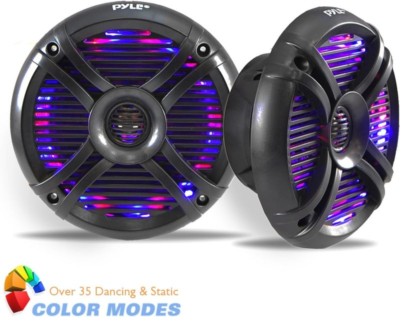 Pyle PLMRX68LEB Hydra 6" x 9" Waterproof Marine Boating Grade Speakers, Built-In Multi-Color LED Lights, 250 Watt, Pair - Image 2