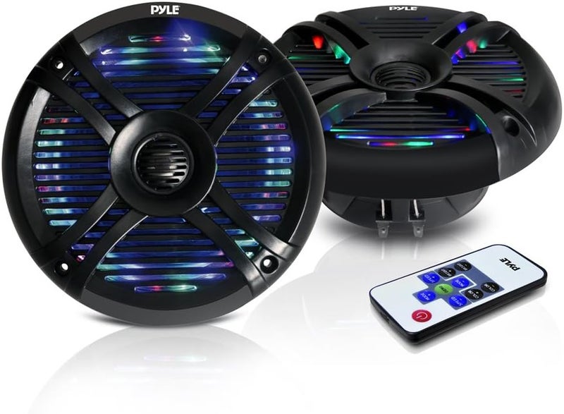 Pyle PLMRX68LEB Hydra 6" x 9" Waterproof Marine Boating Grade Speakers, Built-In Multi-Color LED Lights, 250 Watt, Pair - Image 1