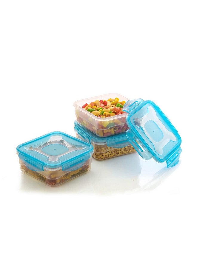 Kitchenwell Plastic Air Tight Modular Fridge Storage Containers for Snacks Food Storage Boxes, Microwave Safe, Freezer Safe, BPA Free (3 pieces, 800ml, SkyBlue) - Image 4