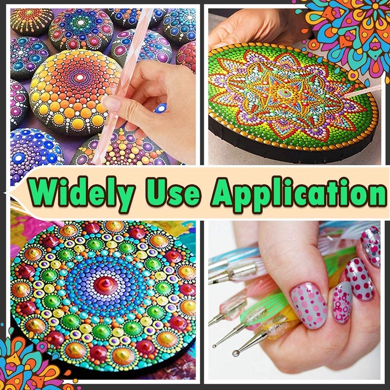 ArtBee Mandala Dotting Tools Painting Kit - Rock Dot Paint Stencils Tool Set with Palette Easel Canvas Painting Brush Pencil for Nail Stone Mandala Arts Drawing Home Décor Activity - Image 4