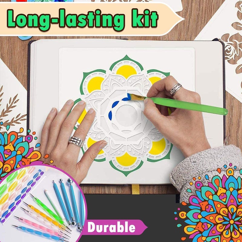 ArtBee Mandala Dotting Tools Painting Kit - Rock Dot Paint Stencils Tool Set with Palette Easel Canvas Painting Brush Pencil for Nail Stone Mandala Arts Drawing Home Décor Activity - Image 5