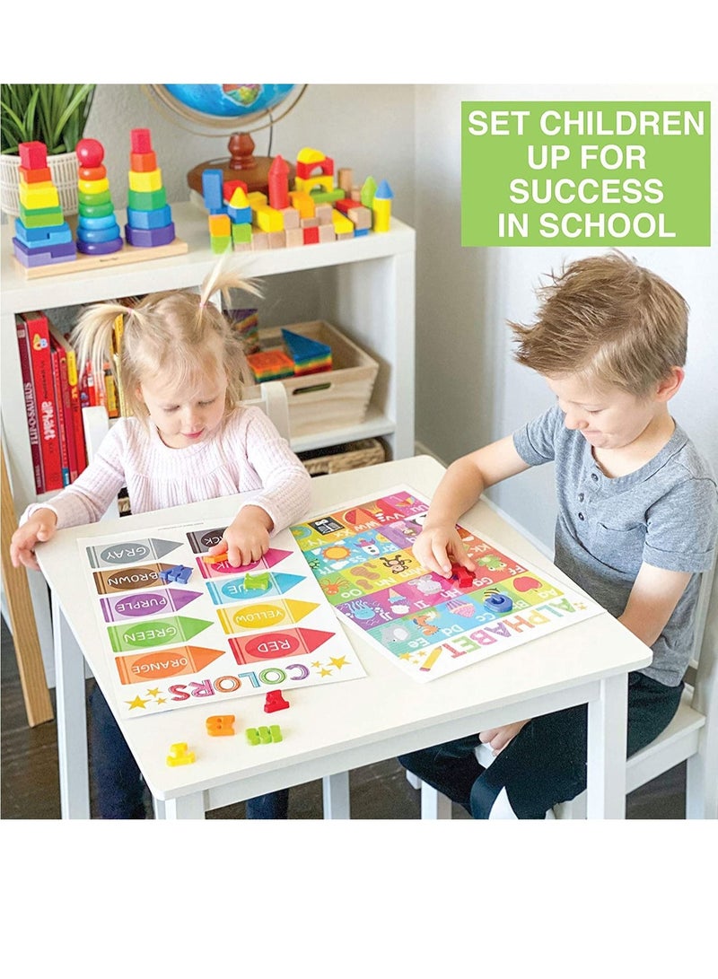 Educational Preschool Poster for Toddler and Kid 4 Pcs, Alphabet Numbers Colors Shapes, Classroom Learning Alphabet Poster, Nursery Homeschool Kindergarten, Laminated Educational Supplies 11x17inch - Image 4