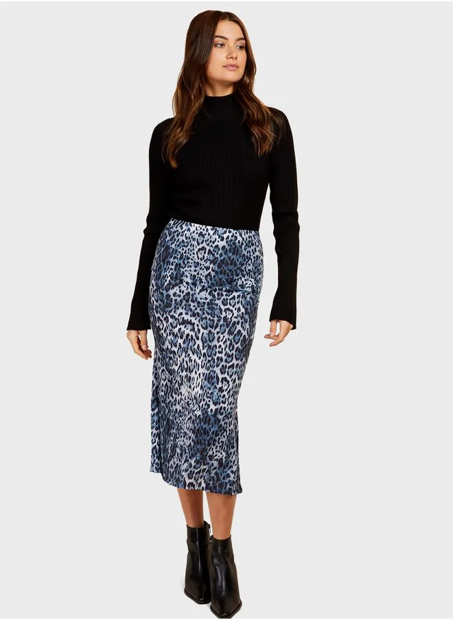 Little Mistress High Waist Printed Skirt