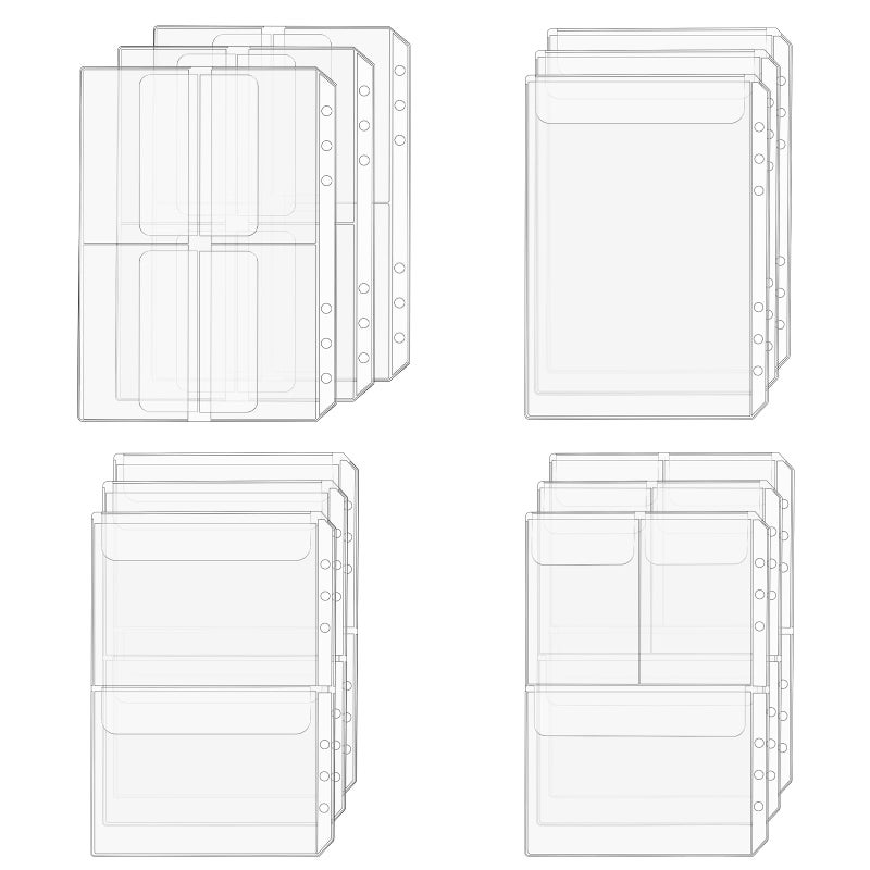salbsever A5 Binder Pockets, 12Pcs A5 Size 6 Holes Binder Inserts, Waterproof Inserts Sleeves Premium Clear Binder Zipper Folders Document Filing Bags for 6-Ring Notebook Binder Loose Leaf Bags, Clear - Image 1