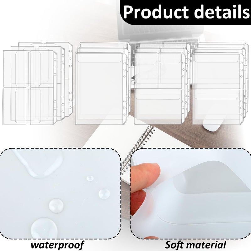 salbsever A5 Binder Pockets, 12Pcs A5 Size 6 Holes Binder Inserts, Waterproof Inserts Sleeves Premium Clear Binder Zipper Folders Document Filing Bags for 6-Ring Notebook Binder Loose Leaf Bags, Clear - Image 4