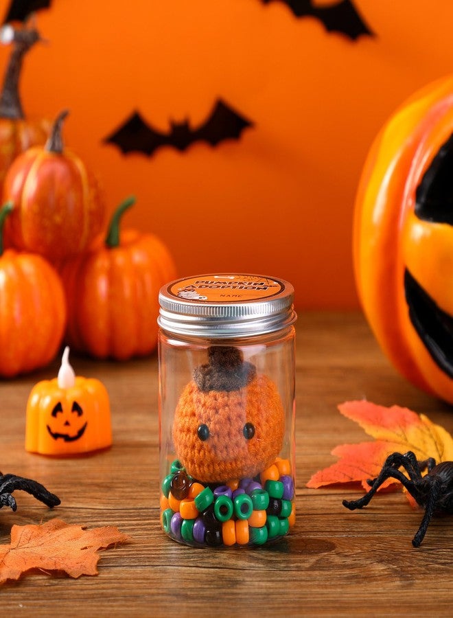 Poen لعبة مكتبية على شكل يقطينة من بوين، عملية كروشيه اليقطينة، تبني لعبة يدوية الصنع، دمية قطيفة مصنوعة يدويًا، هدية مخيفة ومرعبة للأطفال والنساء البالغات، ديكور مناسب للمكتب والمدرسة والفصول الدراسية وحفلات عيد الميلاد - Image 5