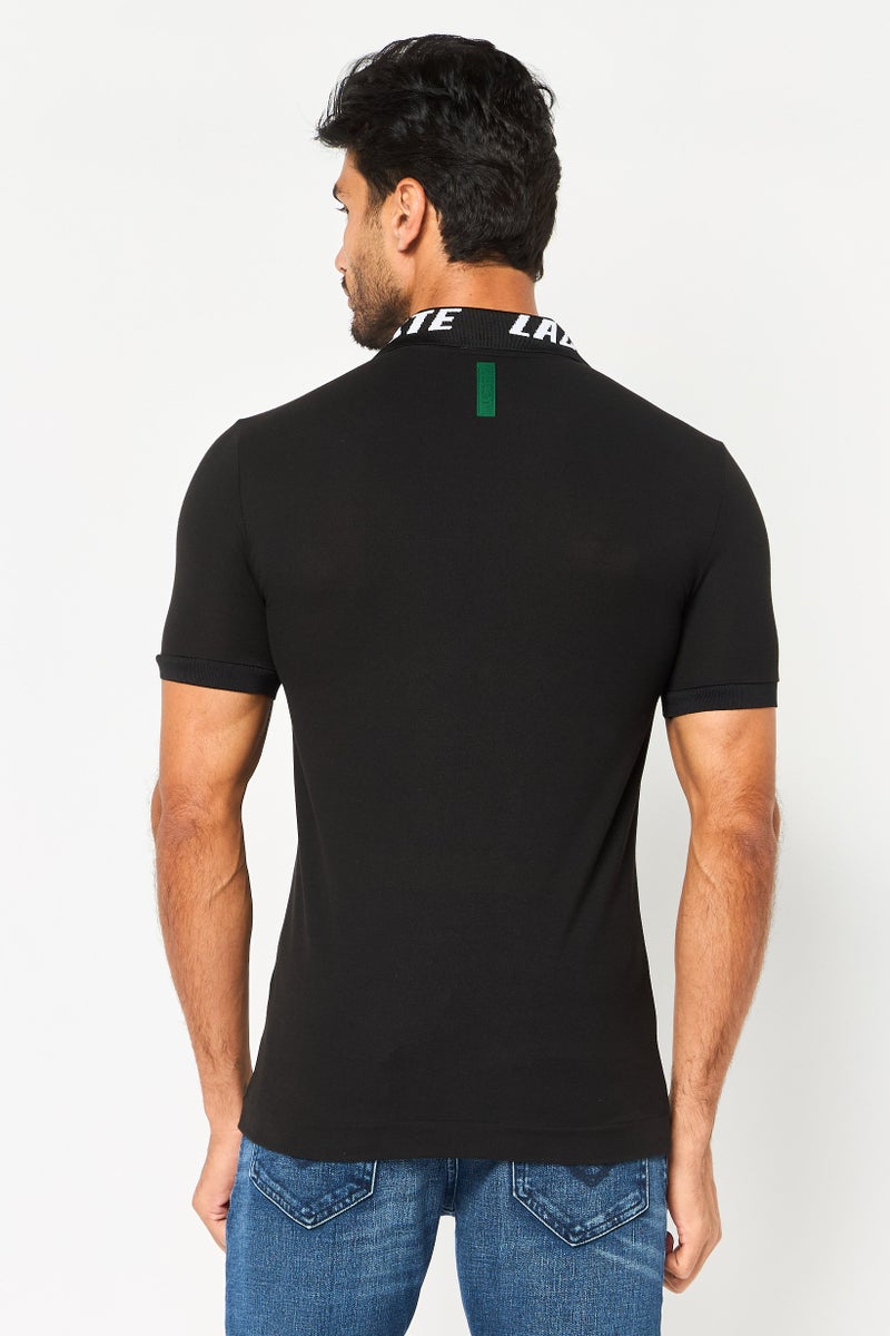 LACOSTE Men Slim Fit Short Sleeve Brand Logo Polo Shirt, Black - Image 4