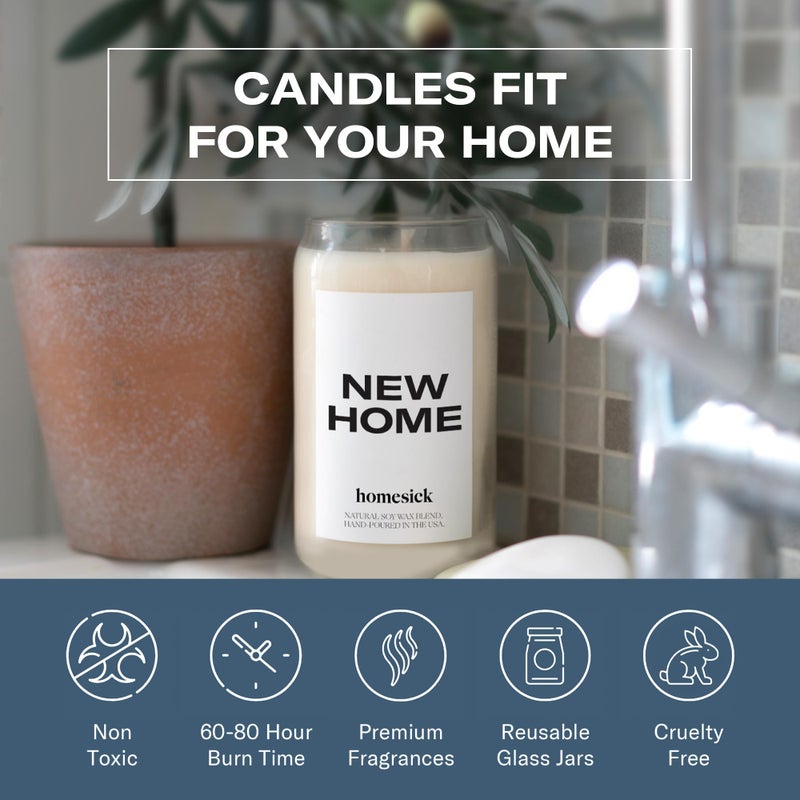 Homesick Scented Candles for Home (New Home) - 13.75 oz Long-Lasting Soy Wax Blend Jar Candle for Housewarming, 60-80 Hours Burn Time - Notes of Jasmine, Cedarwood, Lime, Sandalwood, Oakmoss & Musk - Image 5