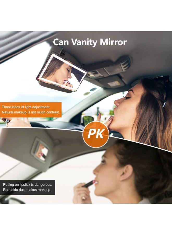 Car Sun Visor Vanity Mirror Rechargeable with 3 Light Modes & 60 LEDs for Car Truck SUV Rear View with Dimmable Touch Screen,Car Mirror as A Gifts for Women Valentine's Day (Black) - Image 2
