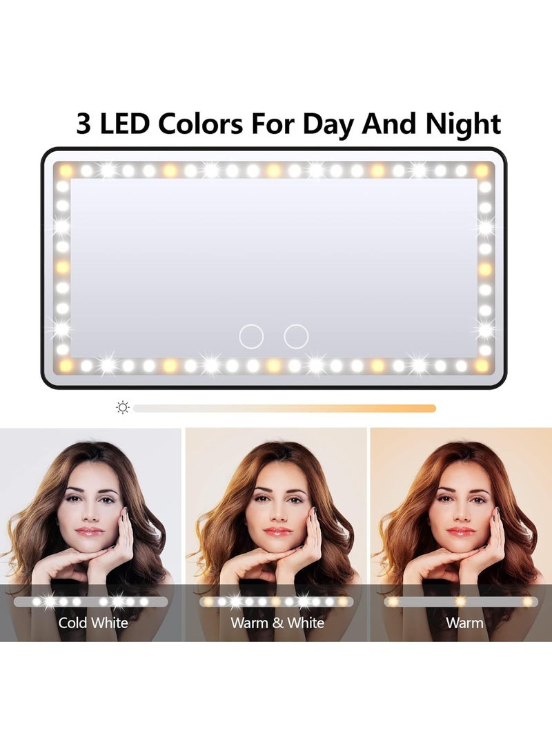 Car Sun Visor Vanity Mirror Rechargeable with 3 Light Modes & 60 LEDs for Car Truck SUV Rear View with Dimmable Touch Screen,Car Mirror as A Gifts for Women Valentine's Day (Black) - Image 4