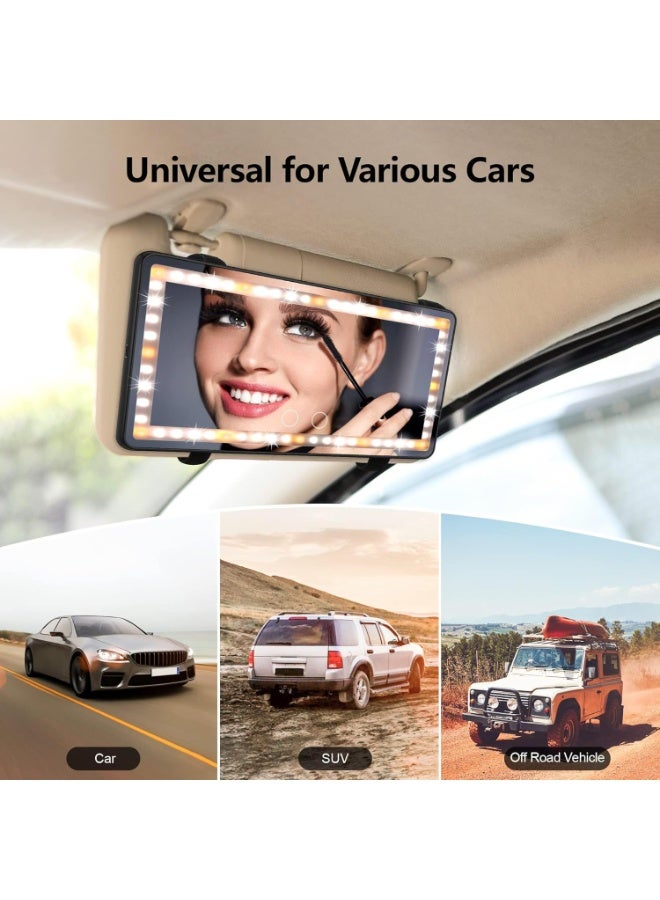 Car Sun Visor Vanity Mirror Rechargeable with 3 Light Modes & 60 LEDs for Car Truck SUV Rear View with Dimmable Touch Screen,Car Mirror as A Gifts for Women Valentine's Day (Black) - Image 3