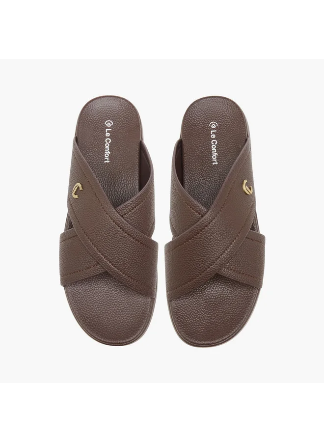 لو كونفورت Men Cross Strap Slip-On Sandals