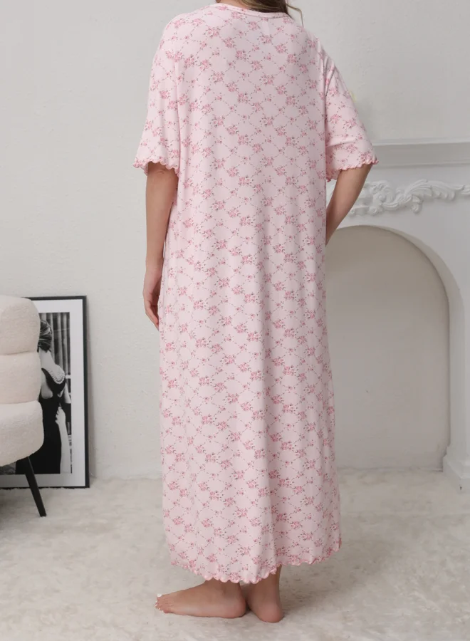Take Two Pink Floral Print Short Sleeve Nightdress