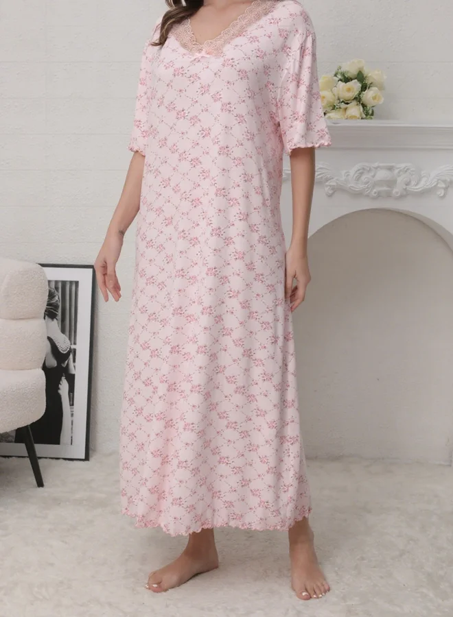 Take Two Pink Floral Print Short Sleeve Nightdress