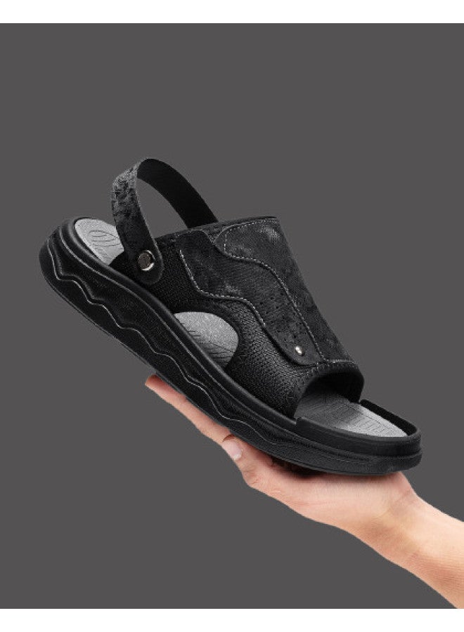CARTELO Lightweight Soft Sole】 Men's Leather Sandals For Summer, Breathable Driving Sandals For Men, Outdoor Beach Sandals And Slippers - Image 1