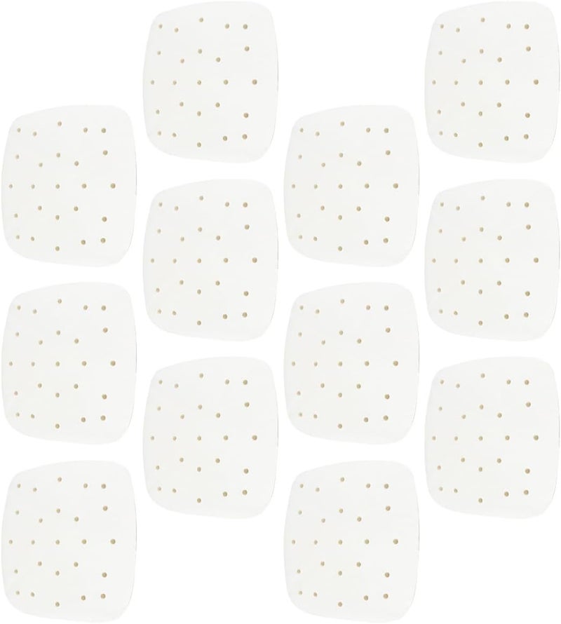 Alasum 100 Pcs Air Fryer Baking Paper Sheets 18x18 Cm Non-stick Parchment Pads with Perforated Rounded Corners Greaseproof Paper for Oven and Kitchen Baking - Image 1
