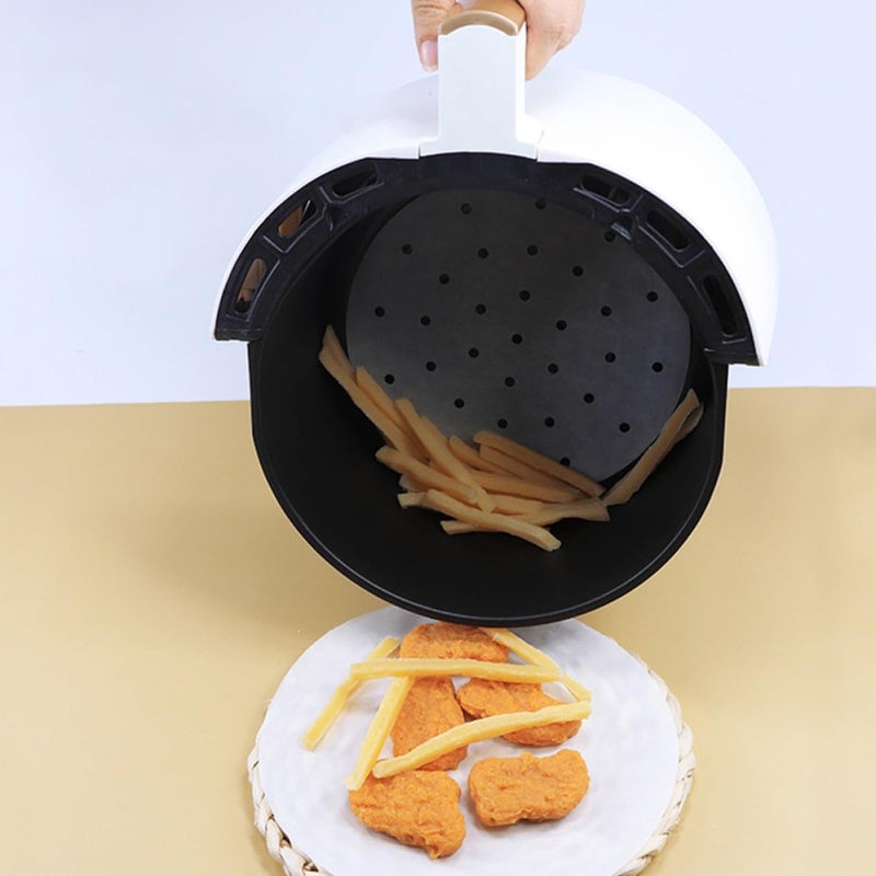 Alasum 100 Pcs Air Fryer Baking Paper Sheets 18x18 Cm Non-stick Parchment Pads with Perforated Rounded Corners Greaseproof Paper for Oven and Kitchen Baking - Image 4