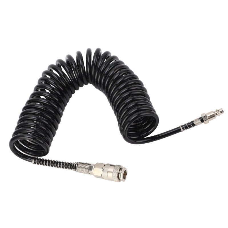 Recoil Air Hose 6m/19.7ft Steel PU Coiled Air Hose - Anti Kink Flexible Coiled Air Extension Hose for Tire Inflation - Image 3