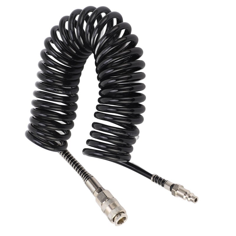 Recoil Air Hose 6m/19.7ft Steel PU Coiled Air Hose - Anti Kink Flexible Coiled Air Extension Hose for Tire Inflation - Image 4