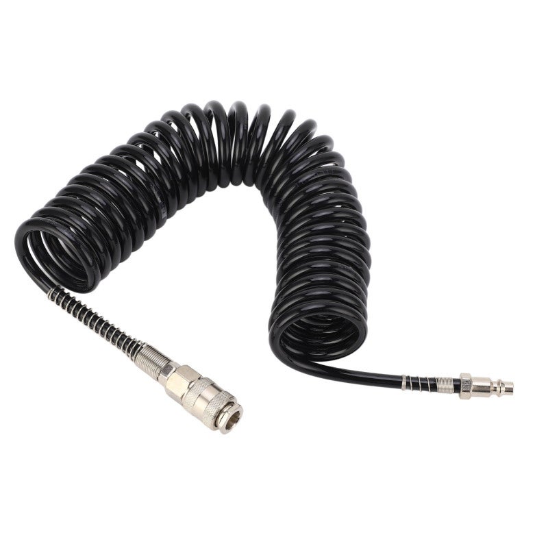 Recoil Air Hose 6m/19.7ft Steel PU Coiled Air Hose - Anti Kink Flexible Coiled Air Extension Hose for Tire Inflation - Image 5