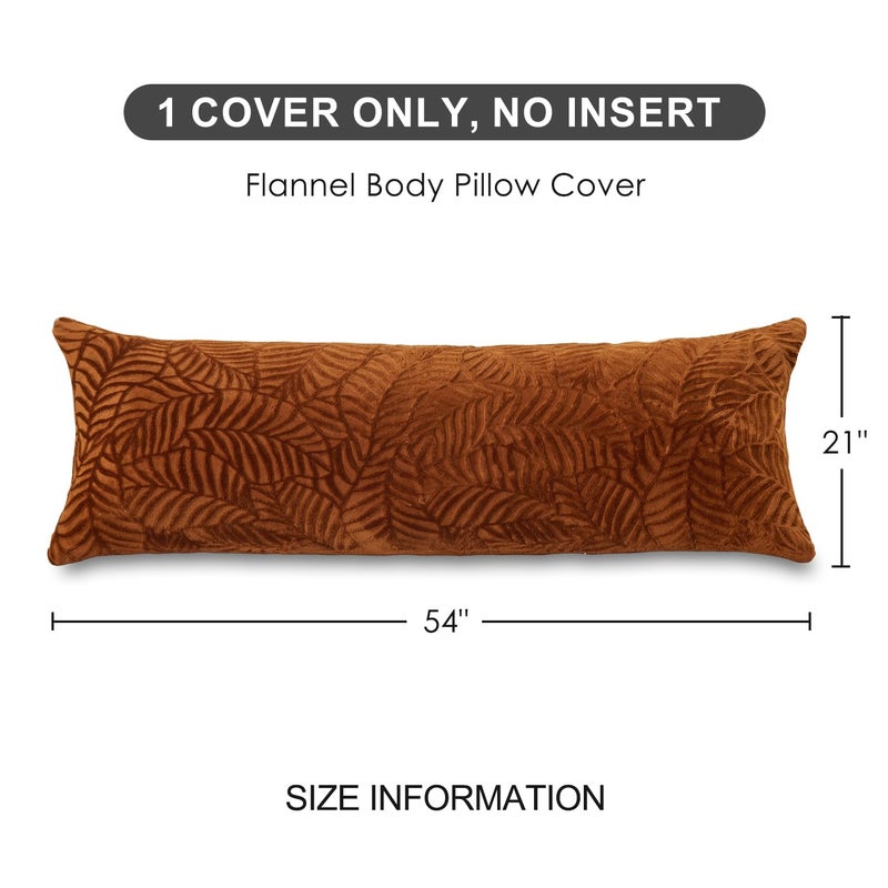 SOCHOW Fall Body Pillow Cover 21x54 Inches, Super Soft and Cozy Leaves Textured Fleece Long Body Pillowcase with Zipper Closure,1 Pack, Caramel - Image 5