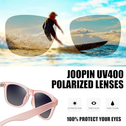 Joopin Square Sunglasses Polarized Sun Glasses UV400 Protection Shades for Women Men (Matte Pink Gradual Black) - Image 3
