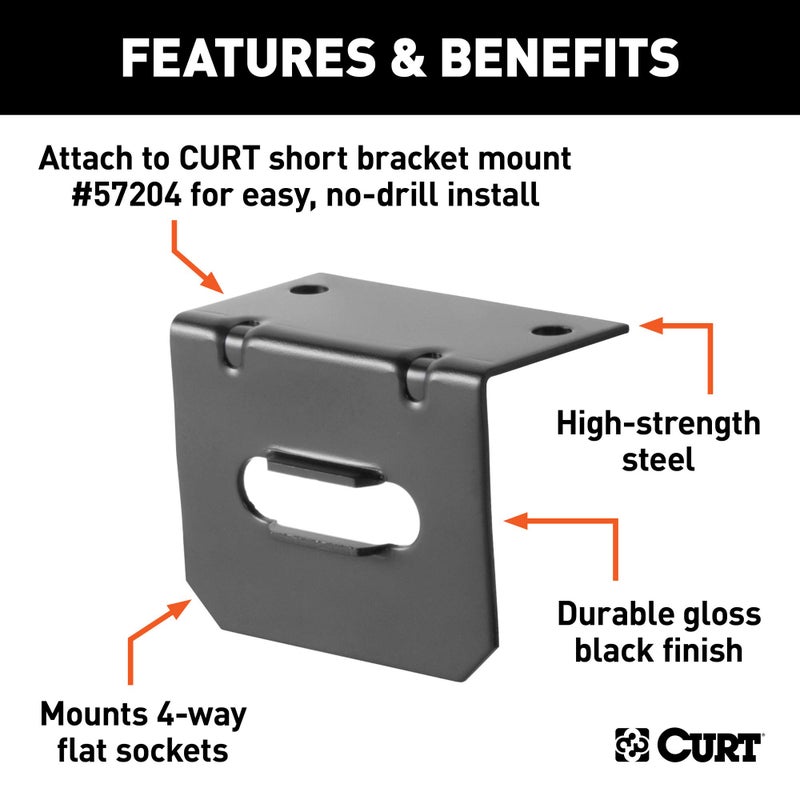 CURT 58300 Vehicle-Side Trailer Wiring Harness Mounting Bracket for 4-Way Flat, GLOSS BLACK POWDER COAT - Image 3